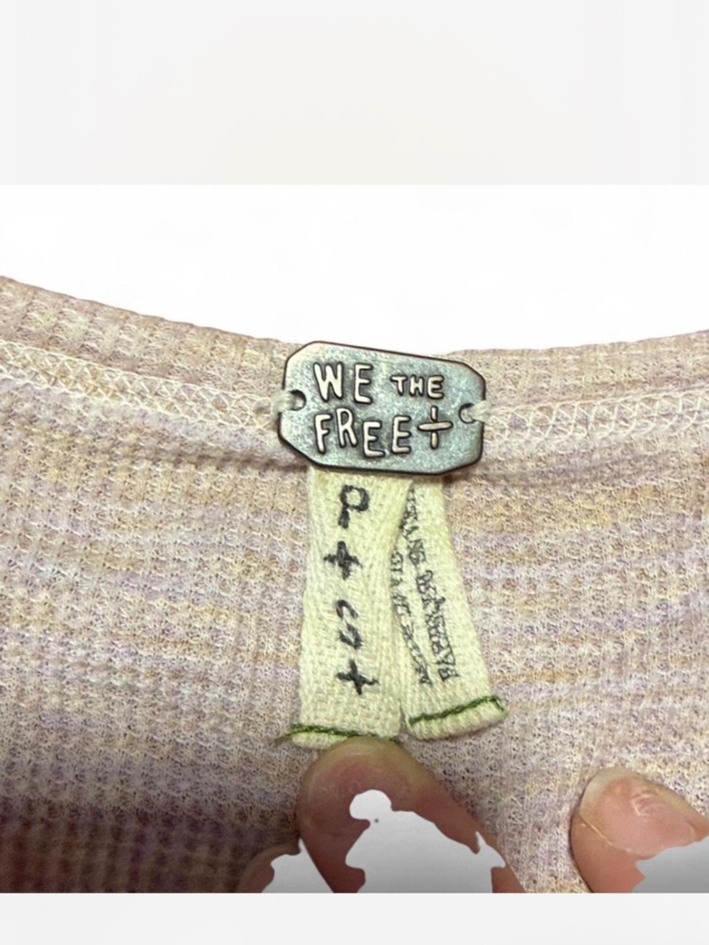 Free People Coastline Henley Peplum Thermal Top Button Front Boho Long Sleeve - Picture 4 of 5